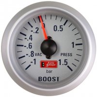 Budíky 50mm stříbrnétlak turba